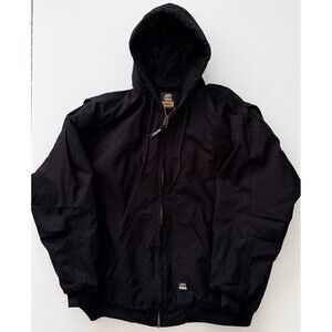 Berne Heritage Duck Canvas Jacket Men’s 4XL Black Hooded Heavy Work Coat HJ51BK